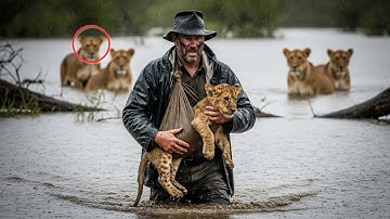 Ranger Carries Lost Lion Cub Through a Flood — The Pride Did Something Unbelievable