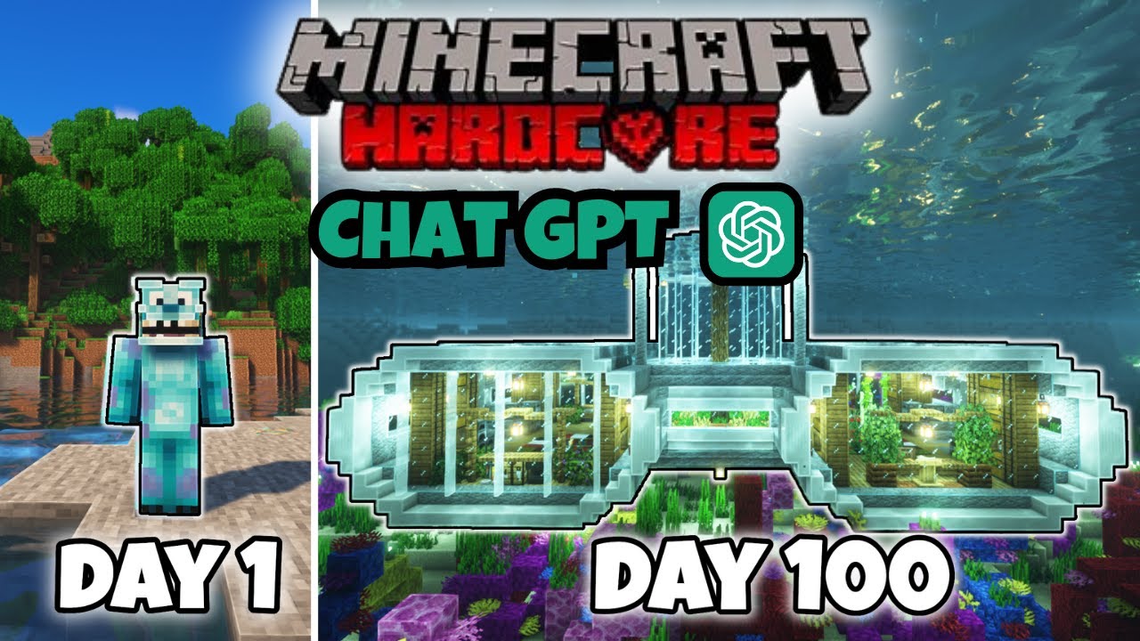 I Survived 100 Days in MINECRAFT HARDCORE, But CHAT GPT Guided Me.