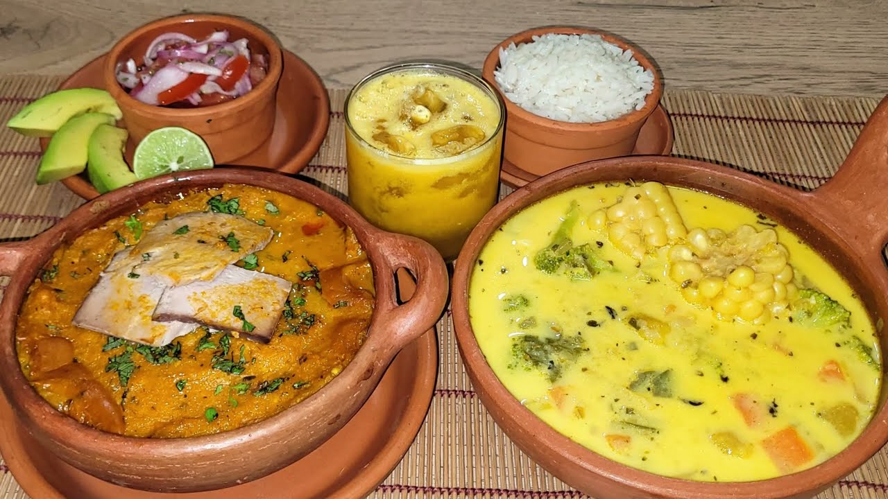 ALMUERZO COMPLETO CAZUELA DE PESCADO, LOCRO Y JUGO DE MARACUYÁ #almuerzos #comidaecuatoriana