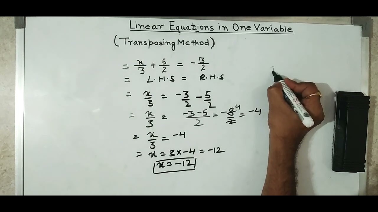 Solving linear equation |one variable |Transpose method | - YouTube