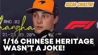 Oscar Piastri CLAIMED His 1/16 Chinese Heritage Helped Him Get the Pole in Chinese GP