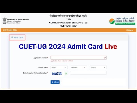 CUET UG Admit Card Live 