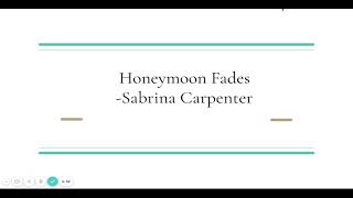 Sabrina Carpenter - Honeymoon Fades (lyrics)