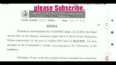 (20-10-2019)( OSSC )Combined Auditor Answer key//BY ANSWER KUMAR FUNDA