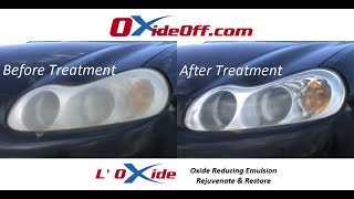 Headlight Treatment on a 2004 Chrysler Concorde using OxideOff Emulsion