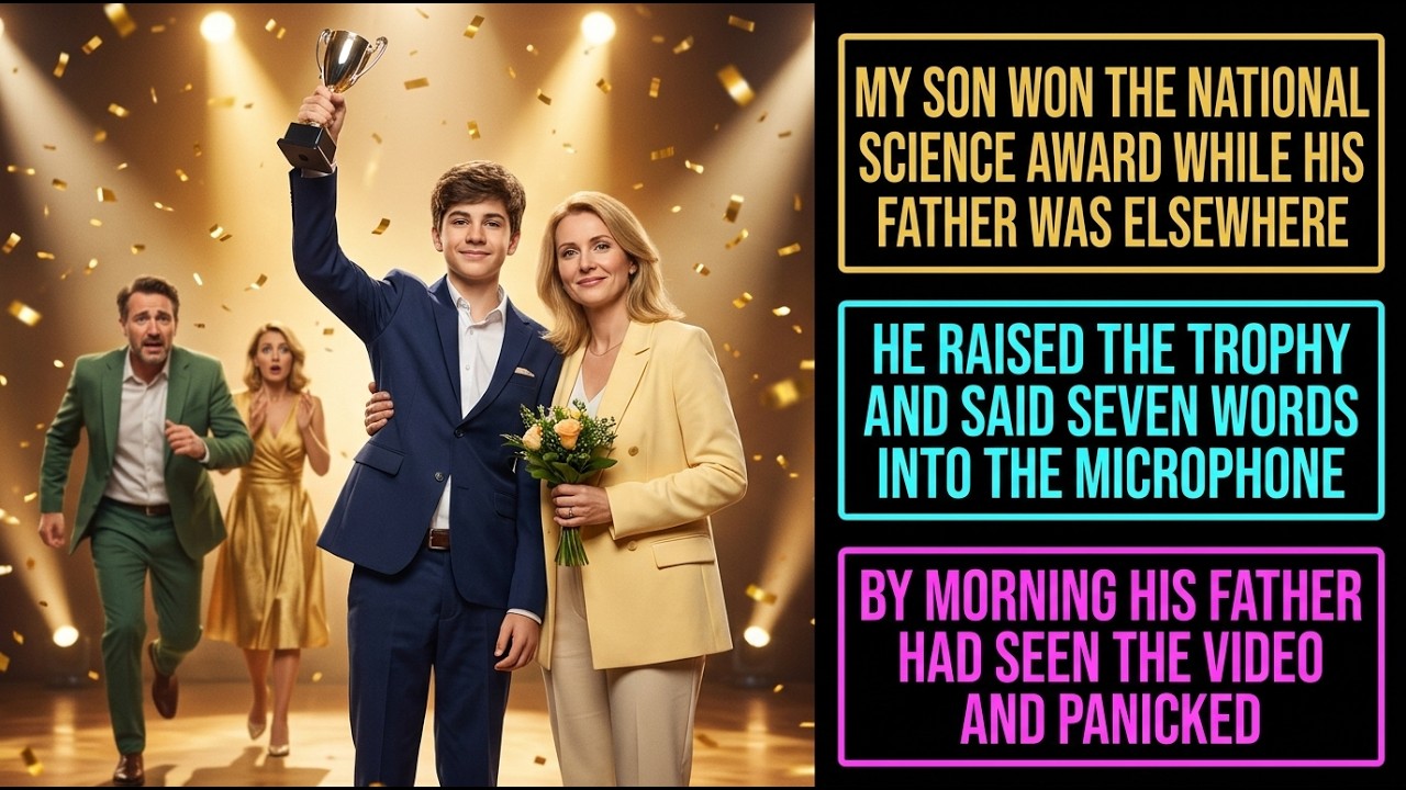My son stood on that stage with his trophy held high, and the first thing he did was look into the camera. Not for his father. His father wasn’t in the audience. He was across town clapping for...
