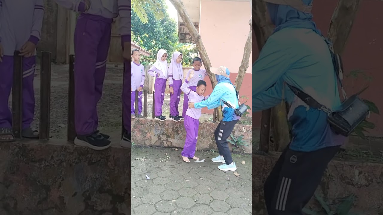 Memanfaatkan pohon jambu untuk latihan kekuatan otot bahu & lengan. #olaharaga#mapelpjok