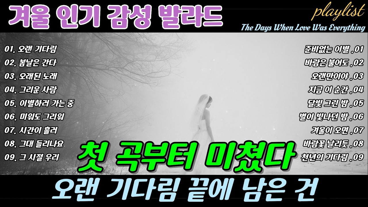 ❄️ 첫 곡부터 미쳤다 🎶 오랜 기다림 끝에 남은 건,  What Remains After a Long Wait Breakup Ballads | 겨울에 듣기 좋은 노래