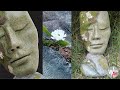 Diy antique concrete heart  face sculpture idea for garden decoration stone face mask for lawn