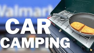 Stealth Camping at Walmart | Small Car | Cooking Breakfast in Parking Lot #carcamping