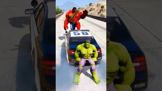 RED HULK BROTHERS SAVES POLICE CAR FROM CAR THEFT VENOM! Part 4 🧟 #gta5 #shorts