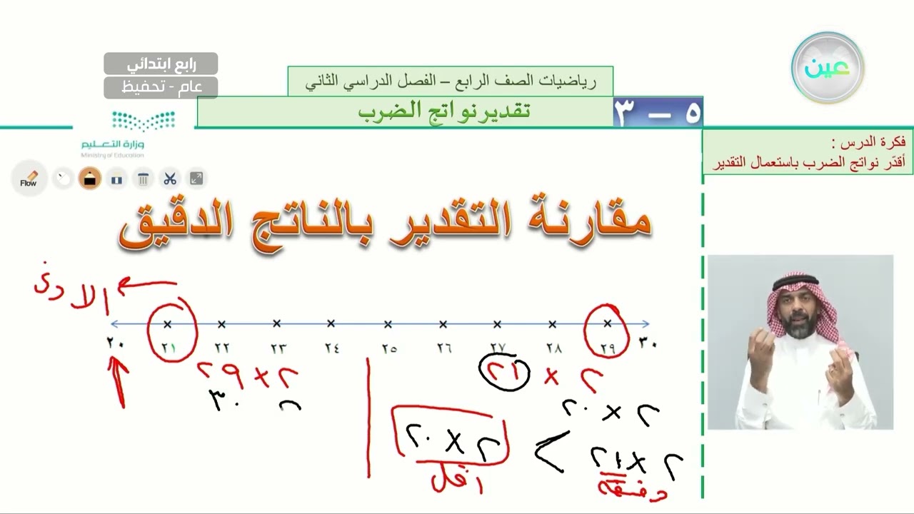 تقدير نواتج الضرب - الرياضيات - رابع ابتدائي