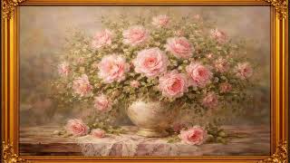 Elegant Gold Frame TV Art | Pink Rose Oil Painting (4K) screenshot 3