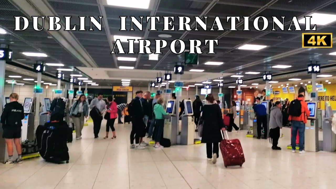 Inside DUBLIN INTERNATIONAL AIRPORT walking tour Terminal 1 and 2 4k 60fps HDR