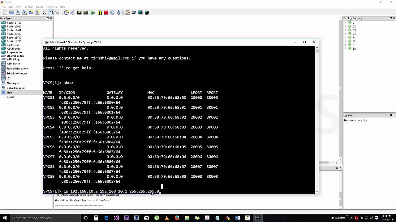 how to change ip address in gns3 vm