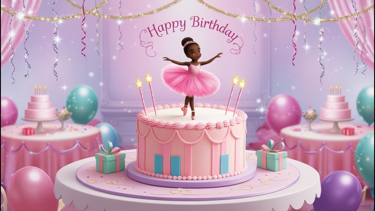 Graceful Ballerina Cake – A Magical Birthday Celebration with Countdown & Decorations 🎂🩰✨