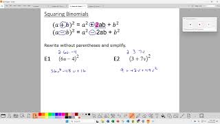 Algebra 1 Notes 8-4
