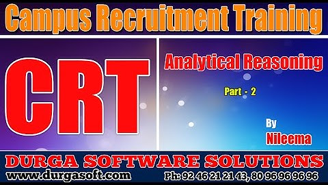 Campus Recruitment Training (CRT) ||Aptitude|| Analytical Reasoning Part-2