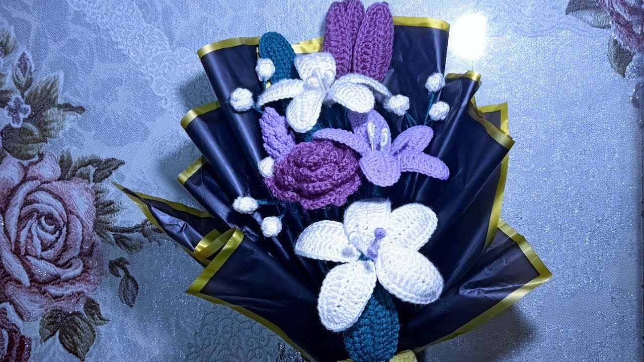 بوكيه ورد كروشيه تحفة 