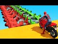 SPIDERMAN and Motorcycles with Superheroe and HULK Obstacles Challenge - GTA 5