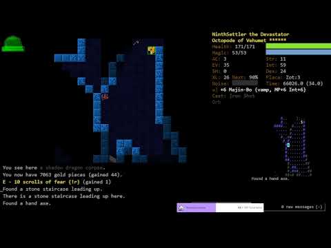 DCSS 0.29 Trunk: Lucky Octopode Conjurer of Veh 15 runes (3/4)