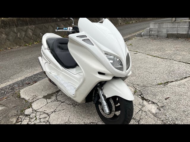 マジェc 白 フルエアロ ヤマハ マジェスティC フルホワイトカスタム エアロ装着 LED
