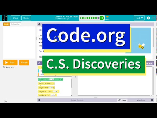 Code.org Lesson 17.8 B Mouse Input | Tutorial with Answers