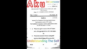 B.ed 3rd semester question paper 2025 Understanding The Self  #AKU #pedagogy