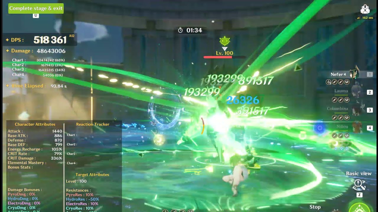 500K DPS | Nefer DPS Test Dummy Showcase | C1R1 Nefer, C2R1 Lauma, C6R1 Columbina, C2R1 Nilou