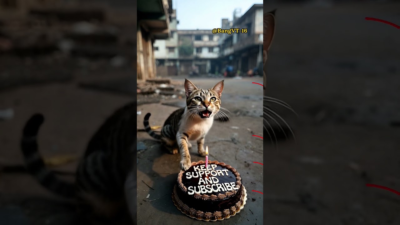 Heartwarming Birthday Surprise for a Stray Cat! 🎂