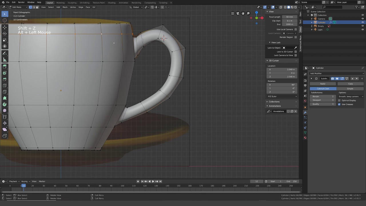 Блендер моделирование чашки. Шаблон карточки по 3д моделированию чашка. Как применить Subdivision surface после Boolean. Как в cup cut добавить