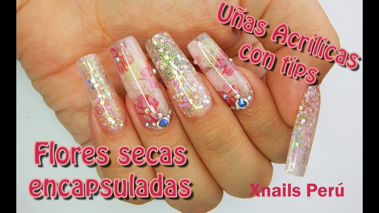 Uñas Acrilicas con tips full C y flores secas encapsuladas / Xnails Peru -  thptnganamst.edu.vn