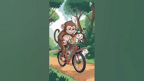 Cat & Monkey Bike Ride Fun 🚴 #shorts