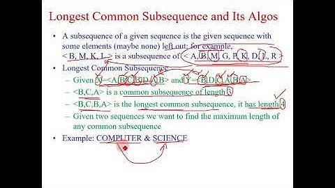 Common Subsequence, Longest Common Subsequence and its algorithms