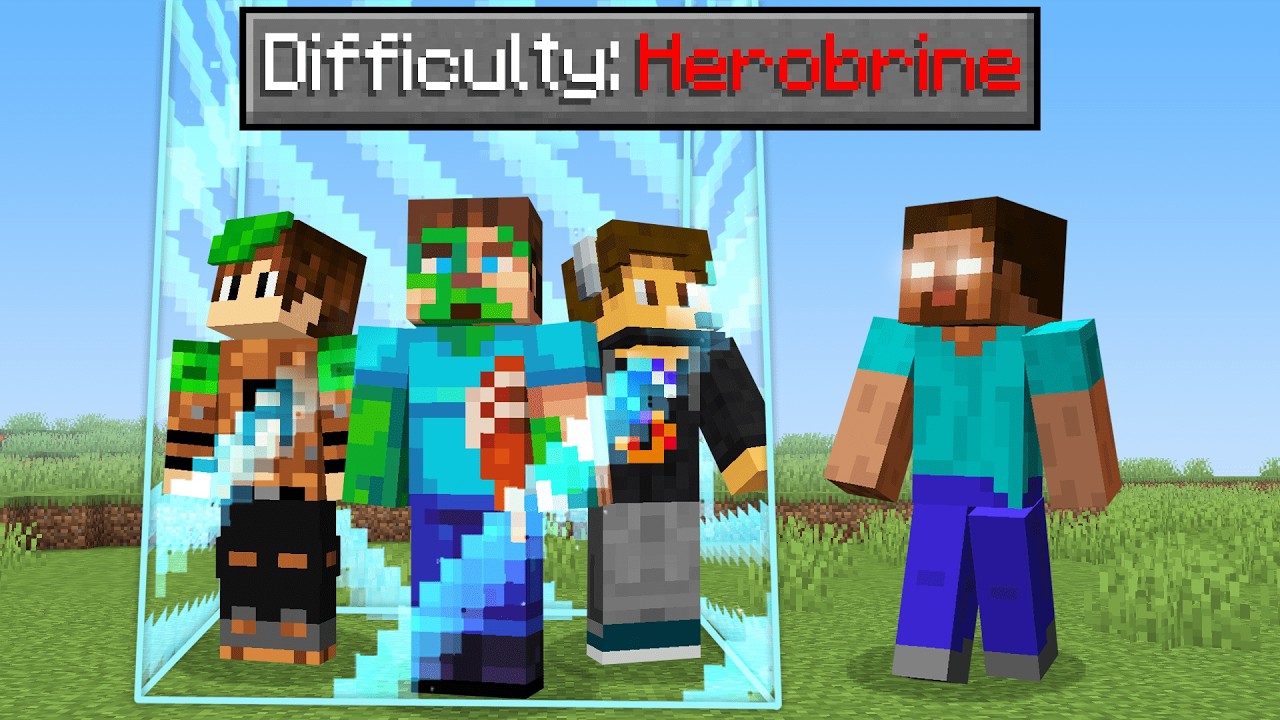 Trapping My Friends with HEROBRINE in 1x1 Minecraft Barrier