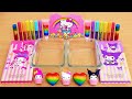 Rainbow Hello Kitty Slime ASMR  - Mixing Makeup Eyeshadow Into Satisfying Slime