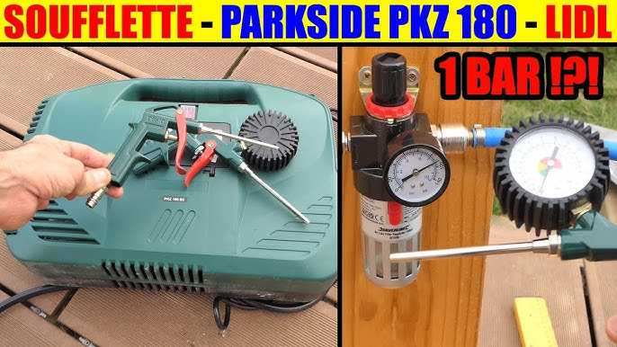 test compresseur lidl parkside pkz 180 + clé à chocs pneumatique