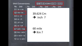 카시오 계산기를 이용한 단위 변환, Cm → inch,  mile →Km 등 screenshot 1