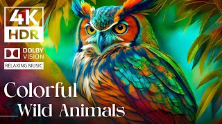 EXTREMELY COLORFUL ANIMALS 4K HDR Dolby Vision | Soothing relaxing music (dynamic color)