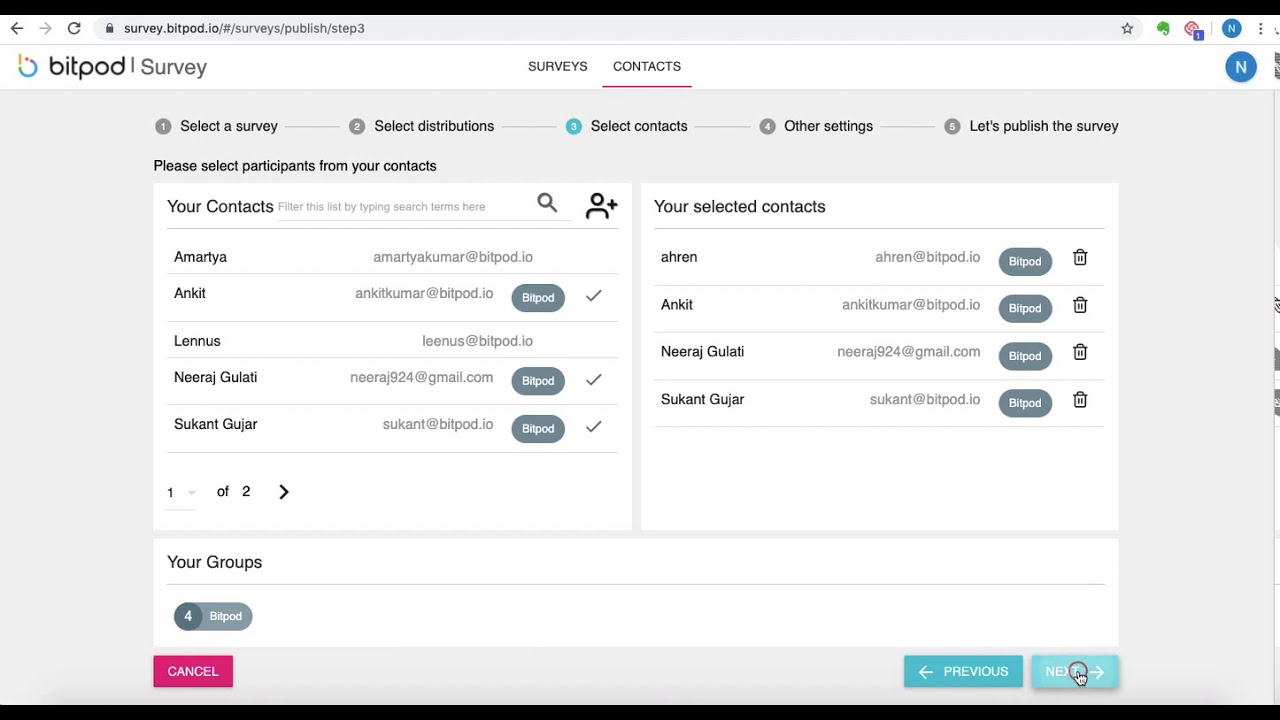 Bitpod Survey - How to publish a survey and send to your contacts - YouTube