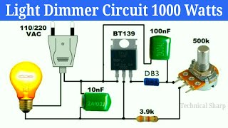 How to make light dimmer circuit 220v, led dimmer, 1000 Watts Using  BT139