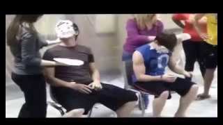 Guys getting pie faced slimed