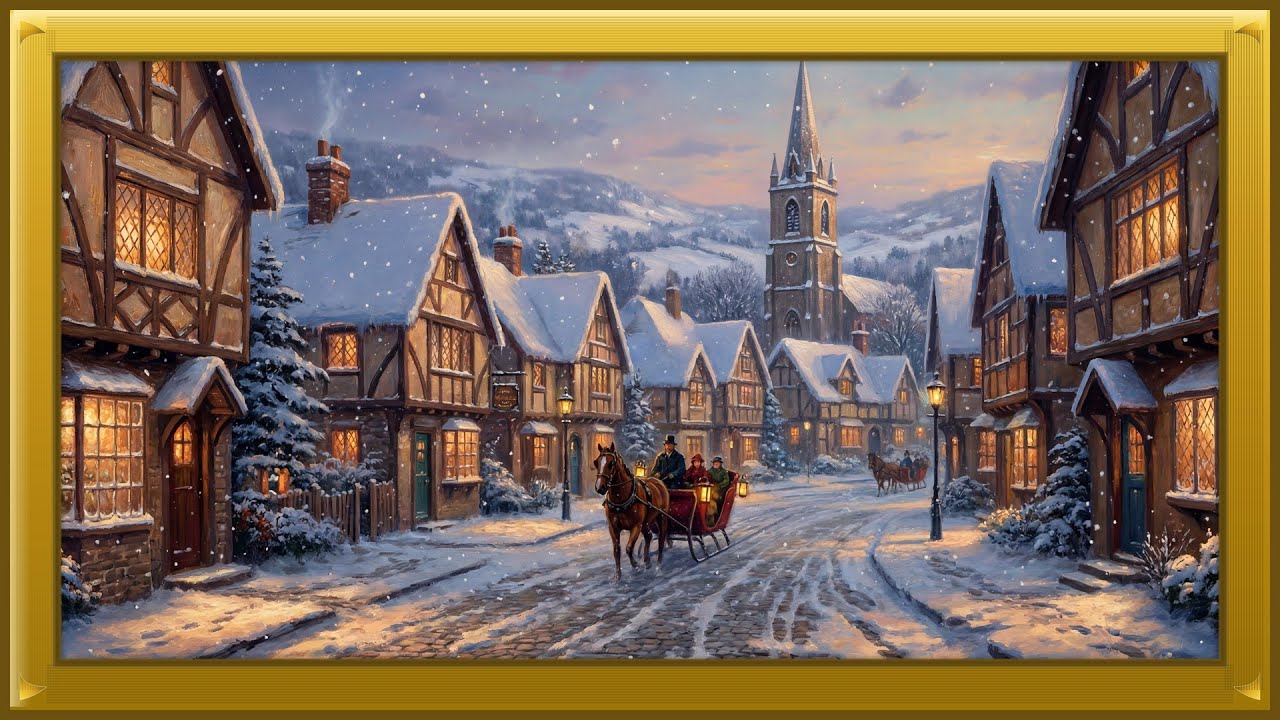 Frame TV Art 4K – Vintage Winter Village | 2 Hour Ambient Screensaver