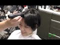 黒髪美女が丸刈りスキンヘッドに。