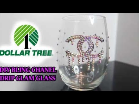 DIY CHANEL LOGO WINE GLASS- HOW TO BLING A DECAL W/ RHINESTONES- DIY BRIDAL  SHOWER/ B-DAY GIFT IDEA 