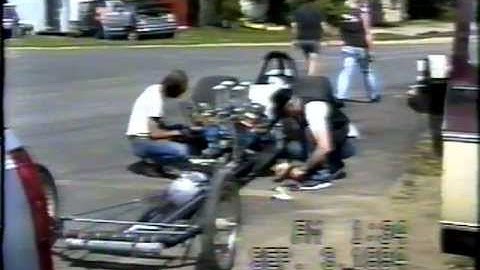 Bob Leverich Jr racing his injected alcohol front engine dragster at Ubly MI dragway mid 90