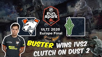 Buster wins 1vs2 clutch on Dust 2, Virtus.pro vs HAVU, FunSpark ULTI 2020 Europe Final