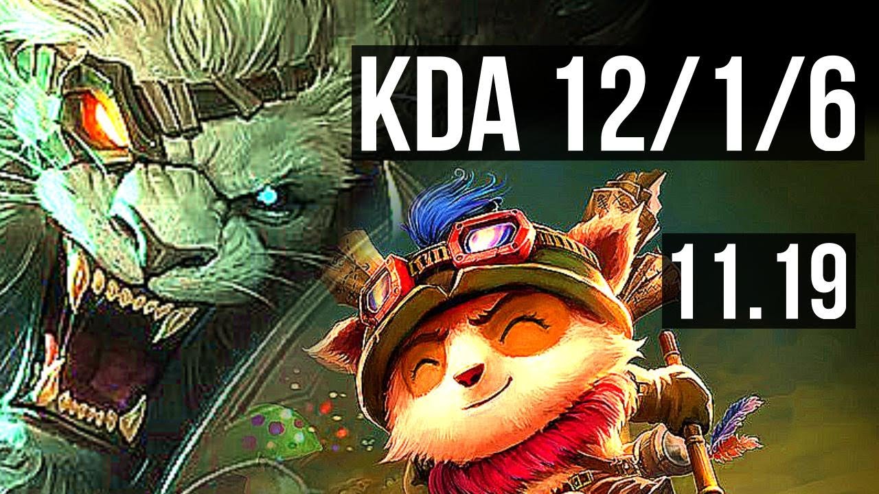 RENGAR vs TEEMO (TOP) | 12/1/6, Legendary, 600+ games | NA Master | v11.19