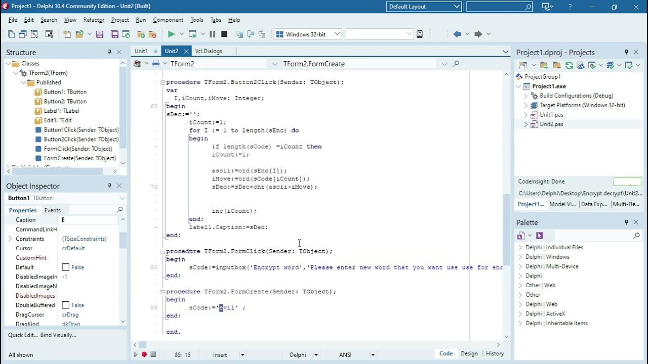Delphi - Encrypt and decrypt text - YouTube