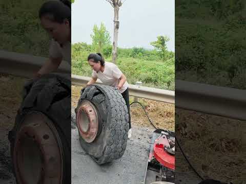 Female Mechanic Rescue Truck Tire Replacement!